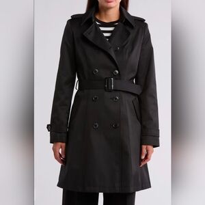 Lauren Ralph Lauren Black Split Needle Skirted Trench Coat Size XXL NWT $240